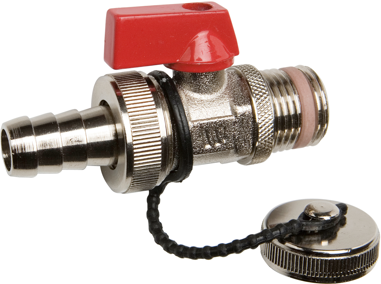 KFE-Kugelhahn ½″ mit Kappe, Kette und Schlauchverschraubung